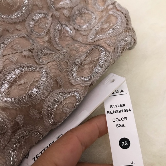 AQUA Metallic Halter Party Dress - Picture 4 of 6